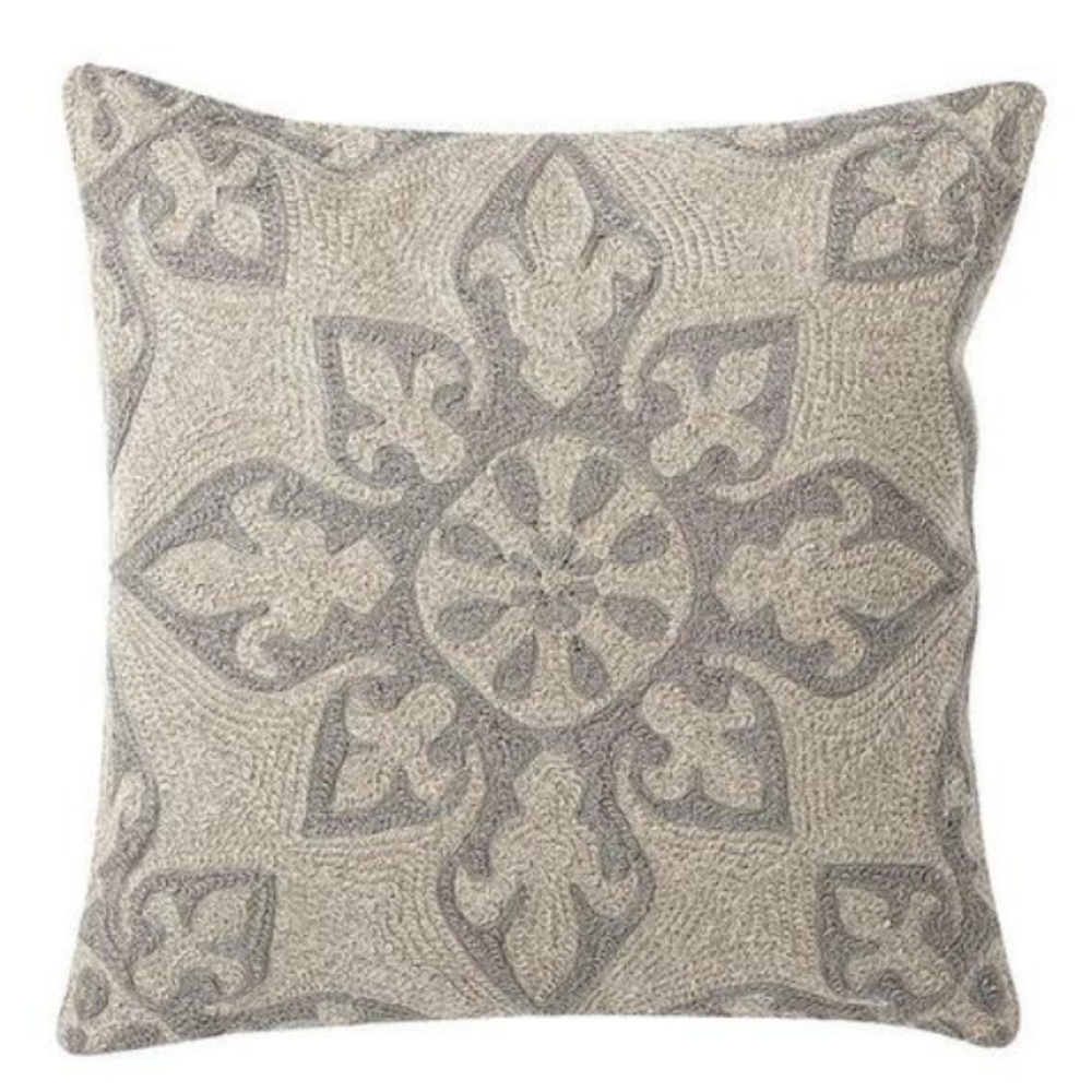 Pottery Barn Gracie Crewel Pillow w/ Feather Insert 20 X 20"